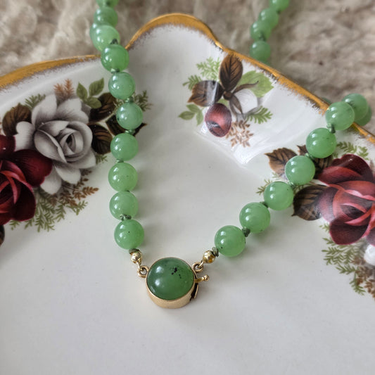 Vintage 14k gouden ketting jade