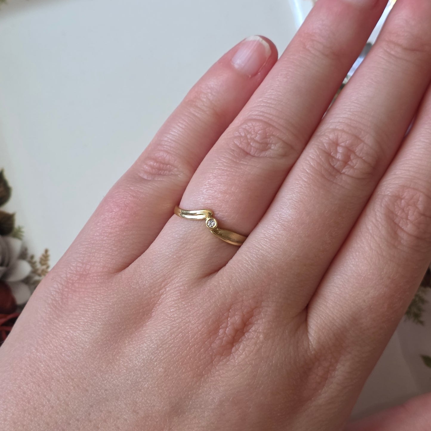 Vintage 14k gouden ring diamant 0.02ct