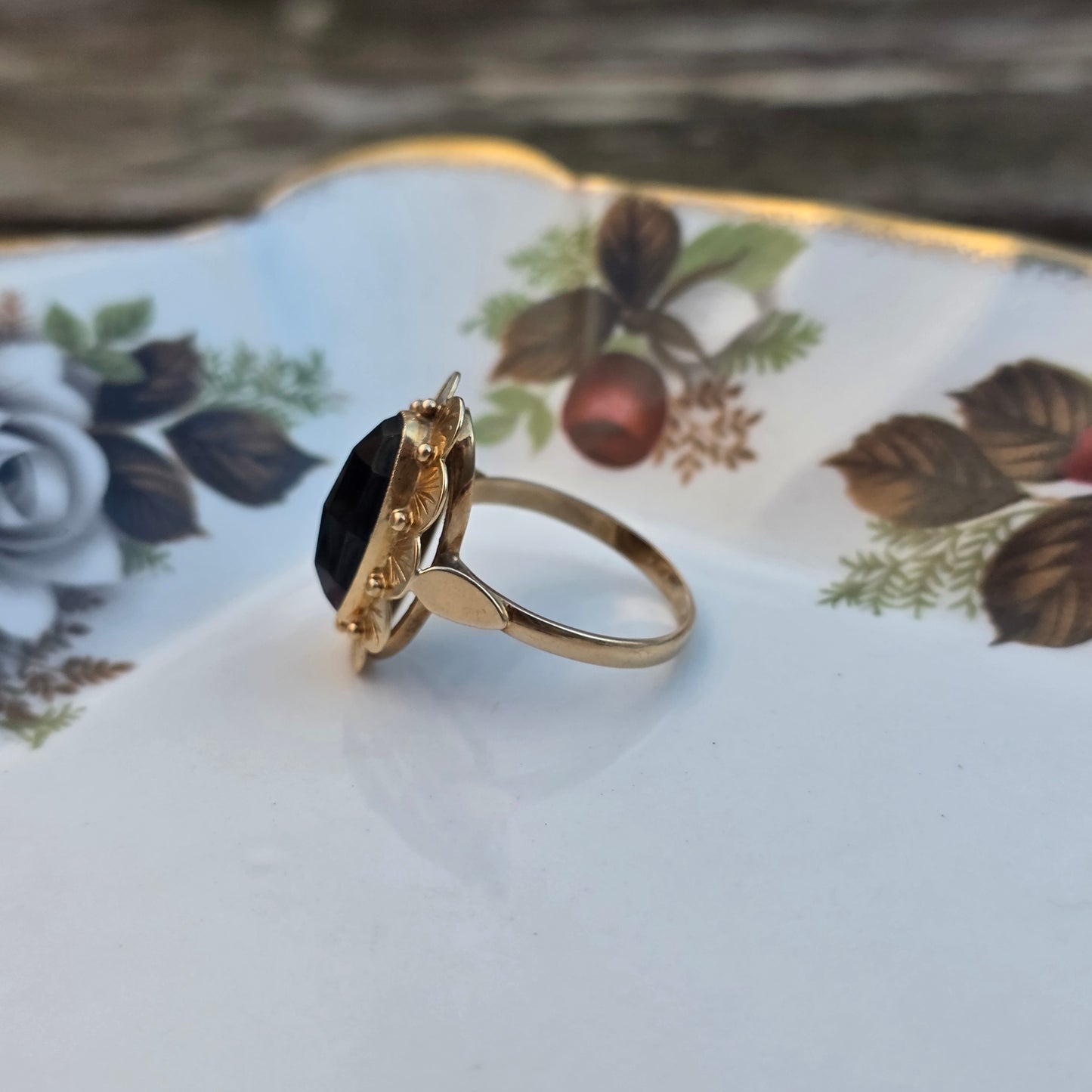 Vintage 14k gouden ring granaat