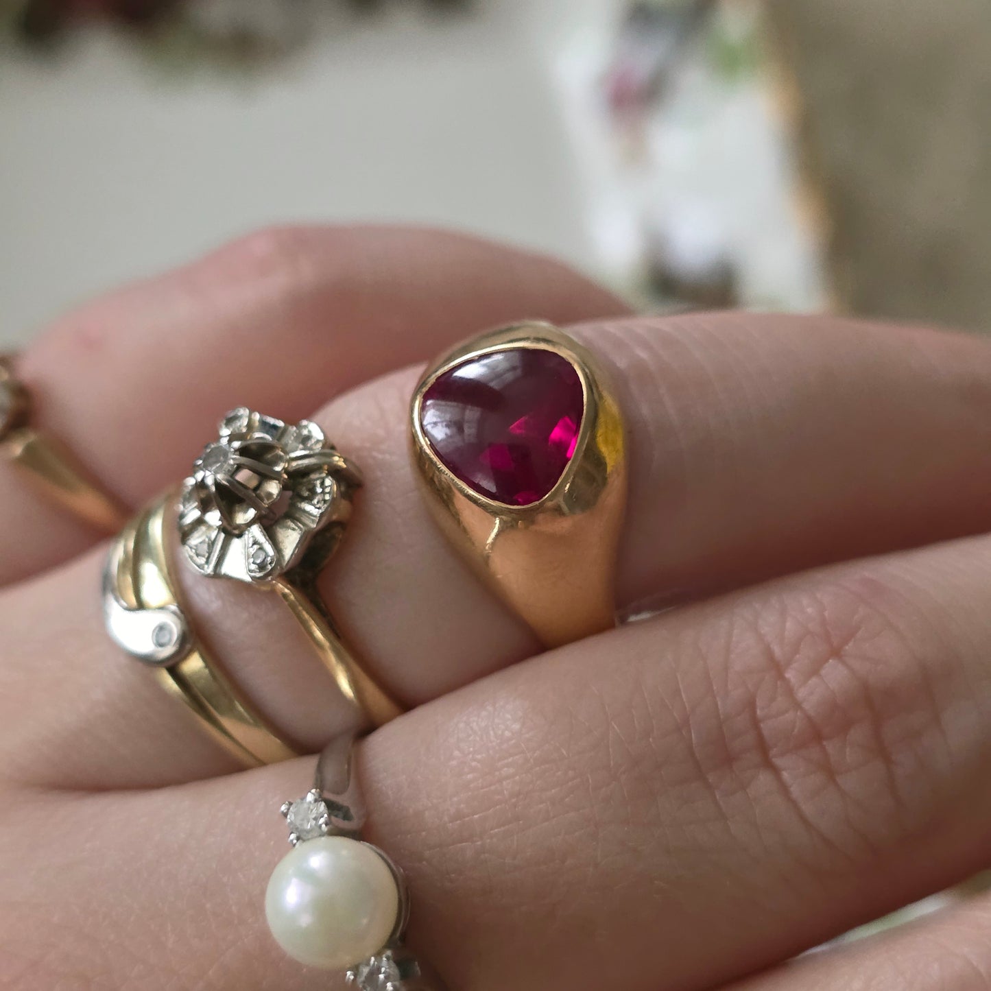 Vintage 14k gouden ring met diamanten