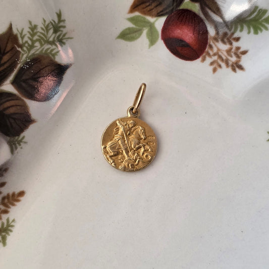 Vintage 18k gouden hanger Joris en de draak