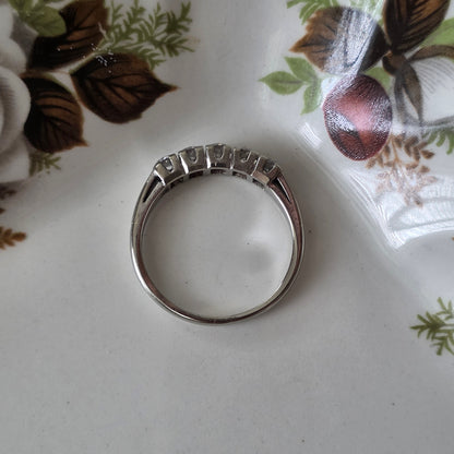 Vintage 14k witgouden ring met 5 diamanten 0.5ct