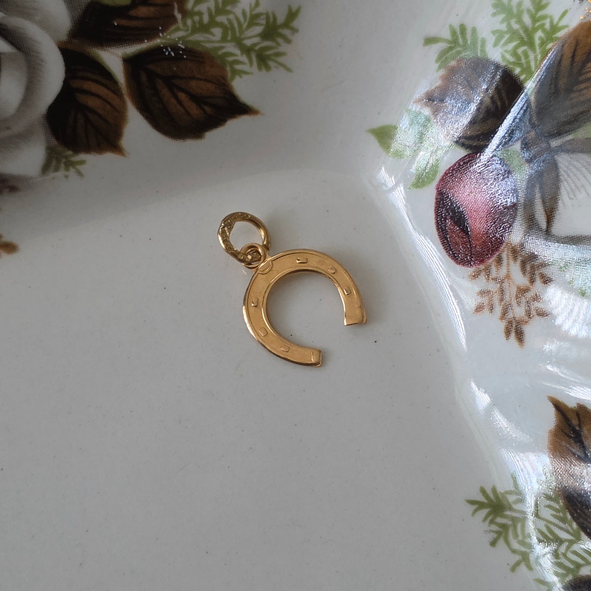 Vintage 18k gouden hanger lucky hoefijzer