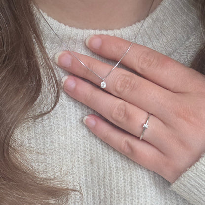 Vintage 14k witgouden ring met diamant baguette