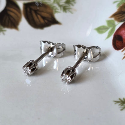 Vintage 14k witgouden oorstekers diamant 0.1ct