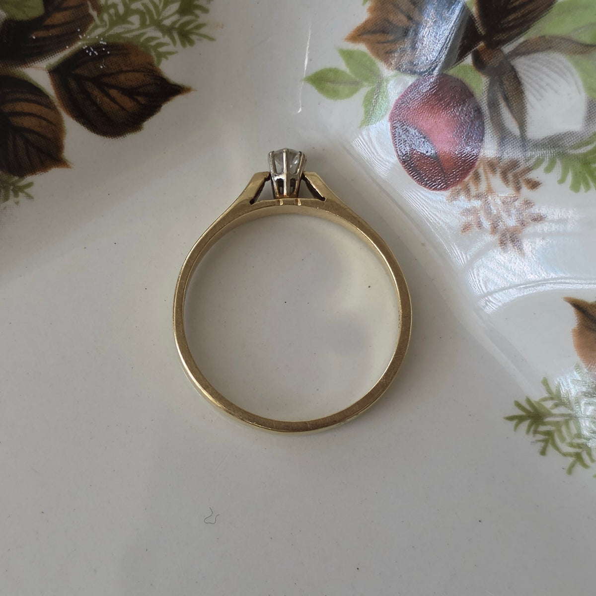 Vintage 14k gouden ring met diamant 0.08ct