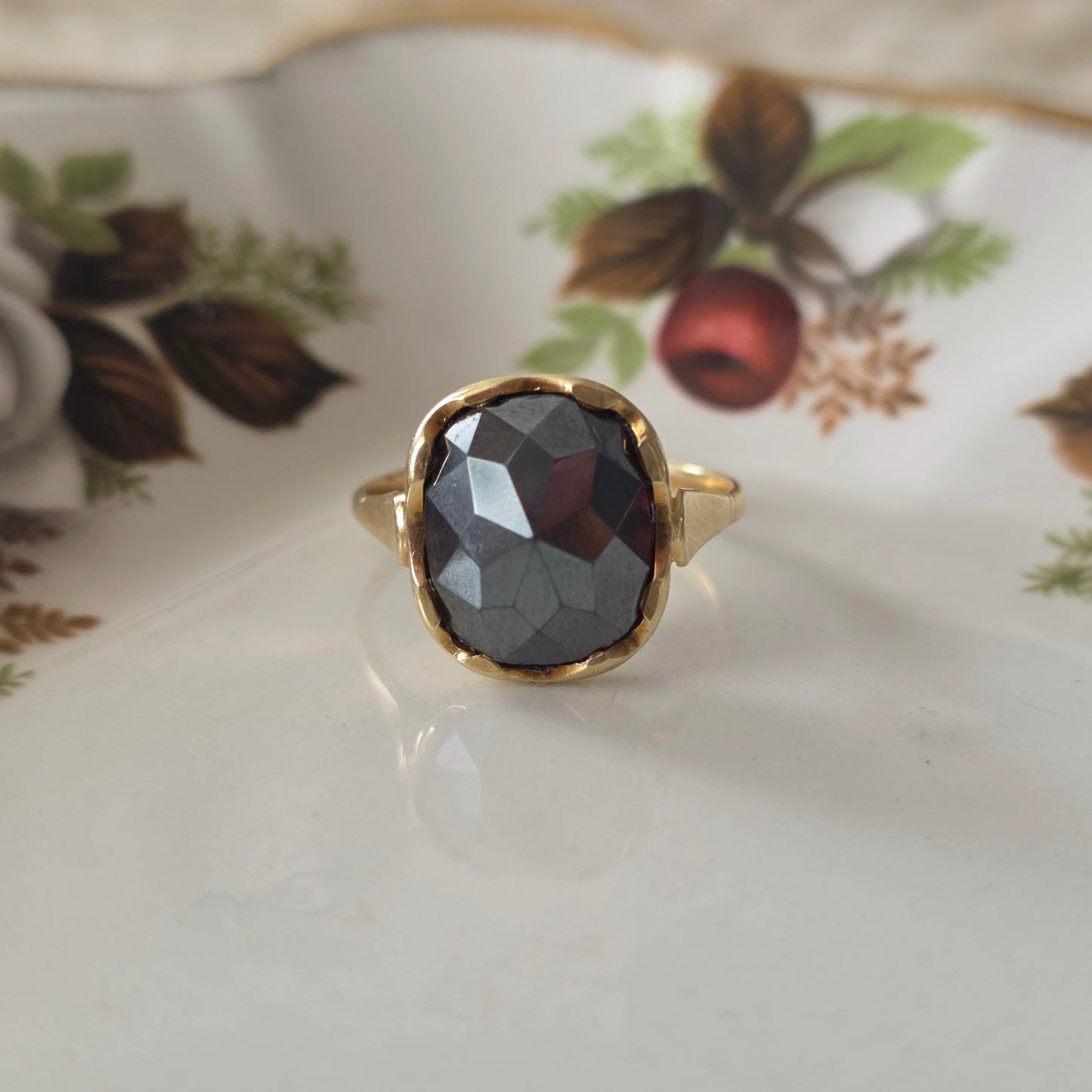 Vintage 14k gouden ring hematiet