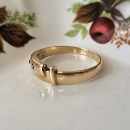 Vintage 14k gouden ring gesp met diamanten