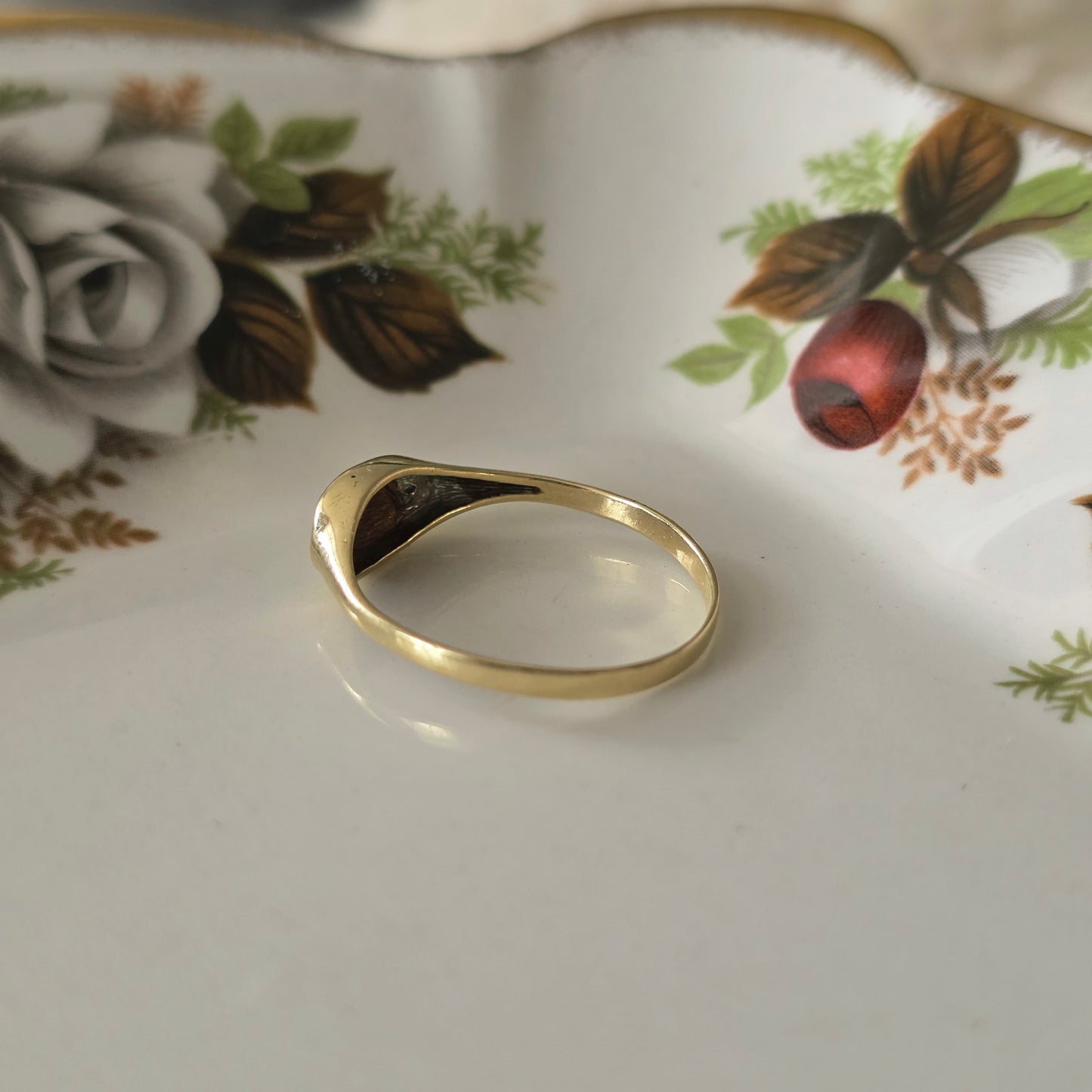 Vintage 14k gouden zegelring diamant