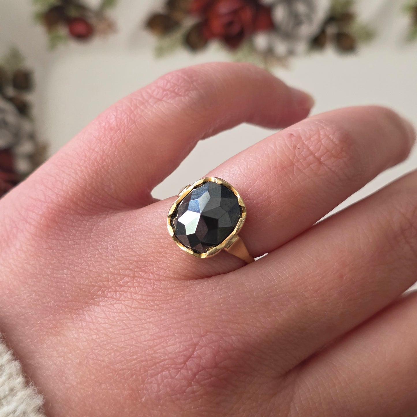Vintage 14k gouden ring hematiet