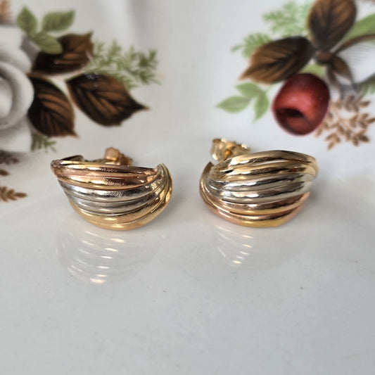 Vintage 14k gouden oorstekers tricolor