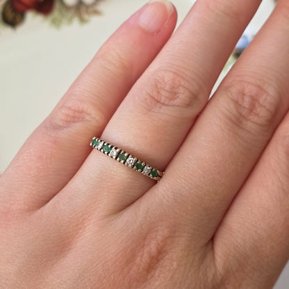 Vintage 14k gouden ring met smaragd en diamant