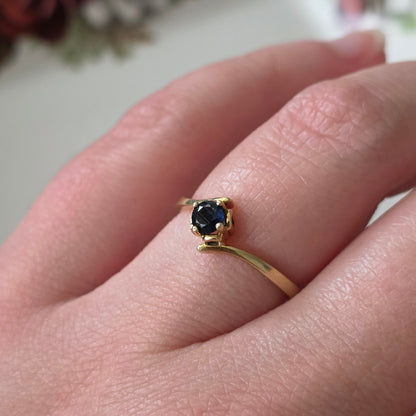 Vintage 14k gouden ring solitair saffier