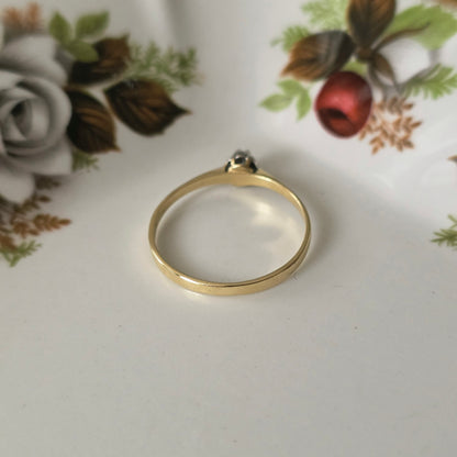 Vintage 14k gouden solitair verlovingsring diamant 0.02ct