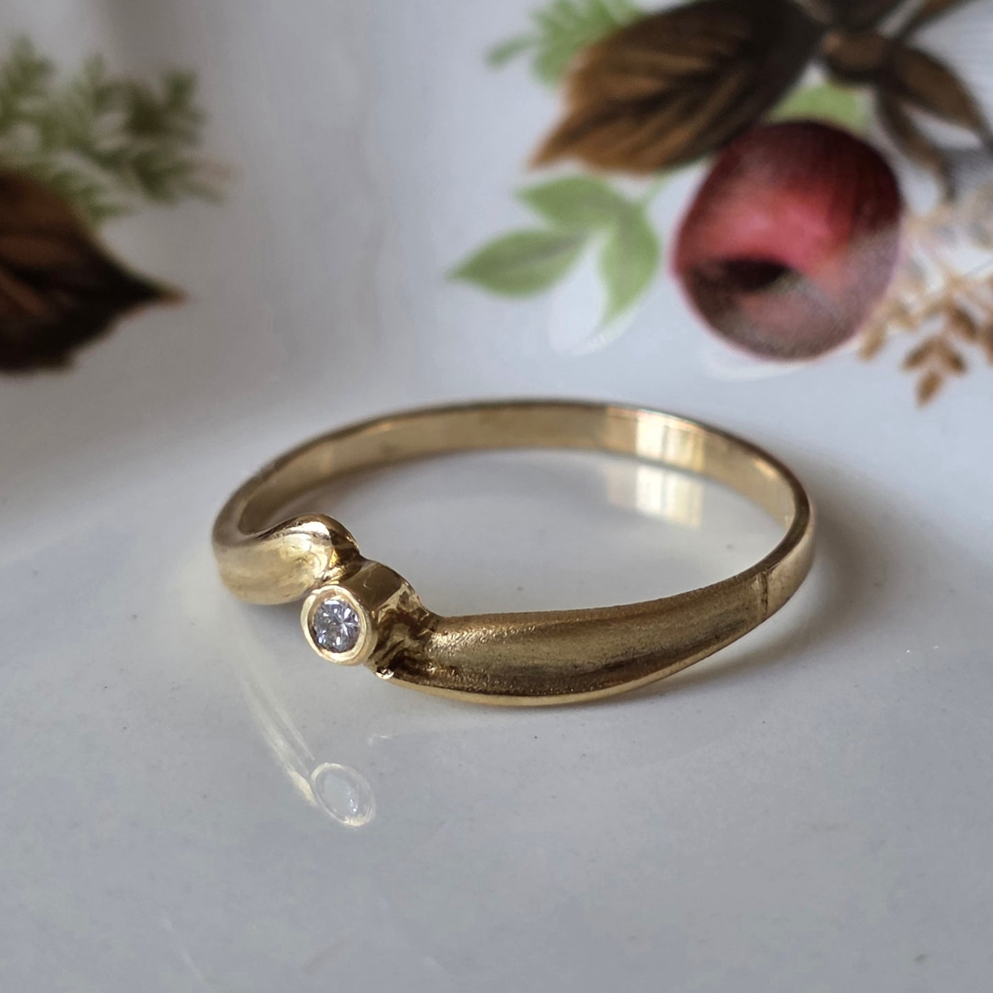 Vintage 14k gouden ring diamant 0.02ct