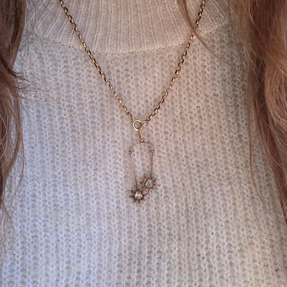 Antieke 14k gouden hanger sterren met roosdiamanten