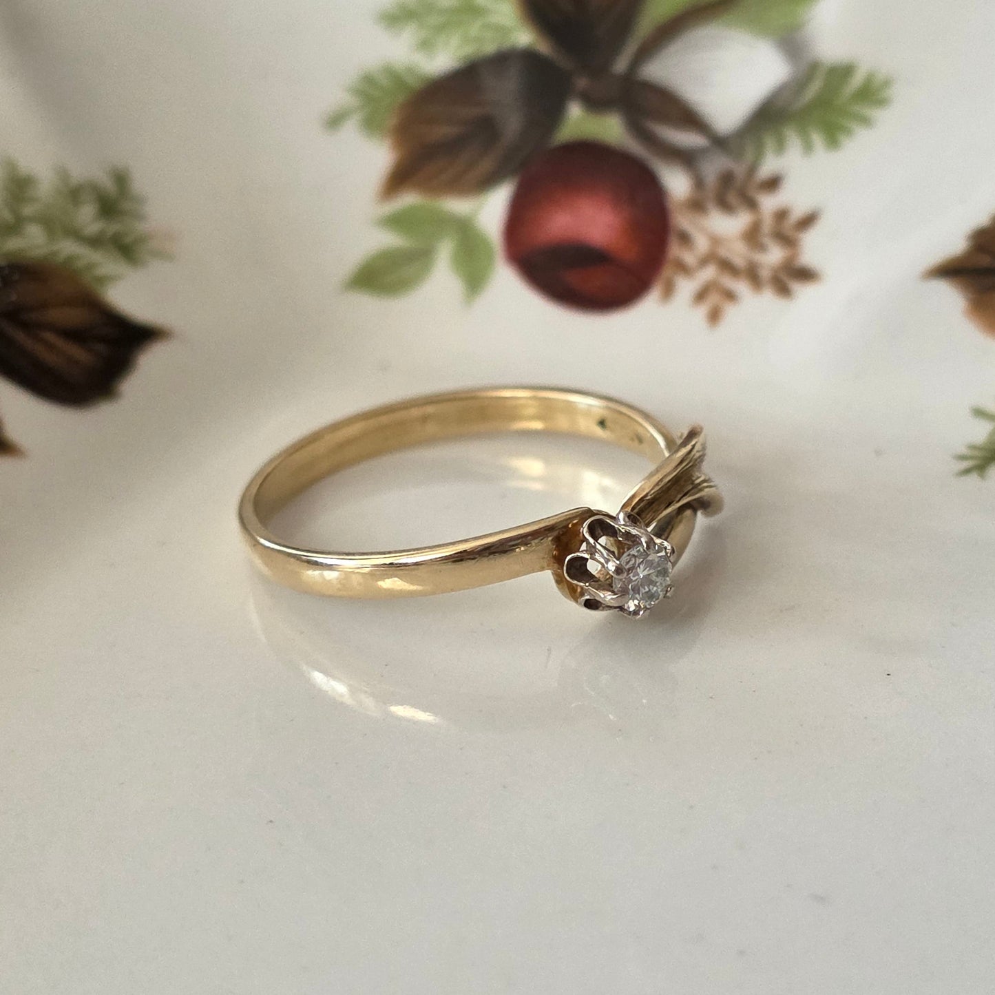 Vintage 14k gouden ring diamant 0.1ct