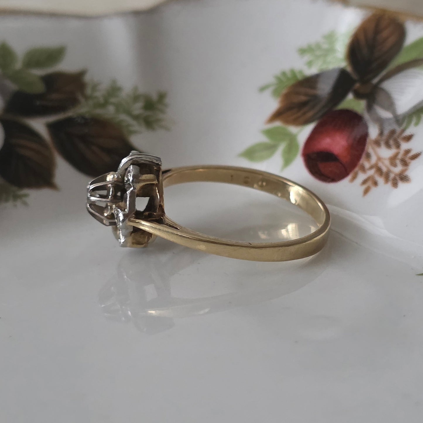 Vintage 14k gouden ring met diamanten