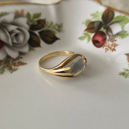 Vintage 14k gouden ring met maansteen cabochon