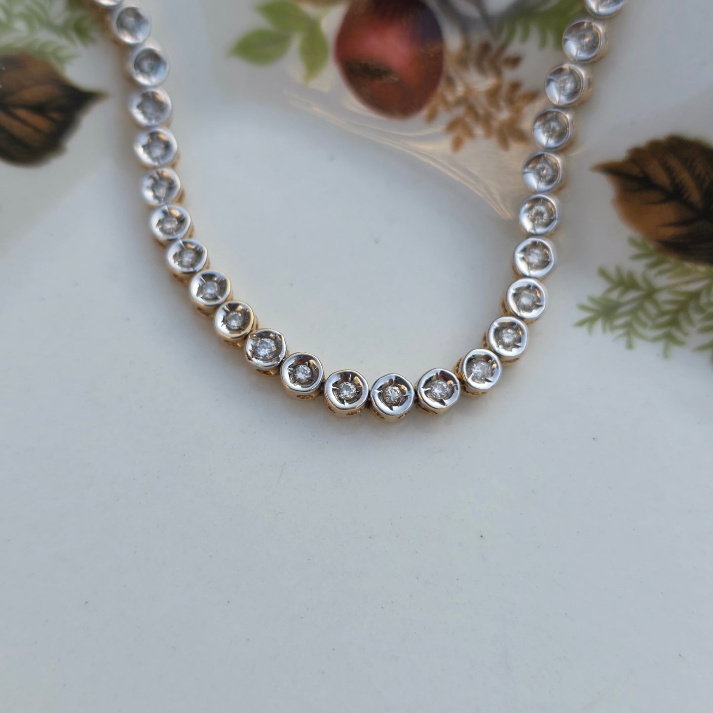 Vintage 14k wit gouden diamant tennisarmband