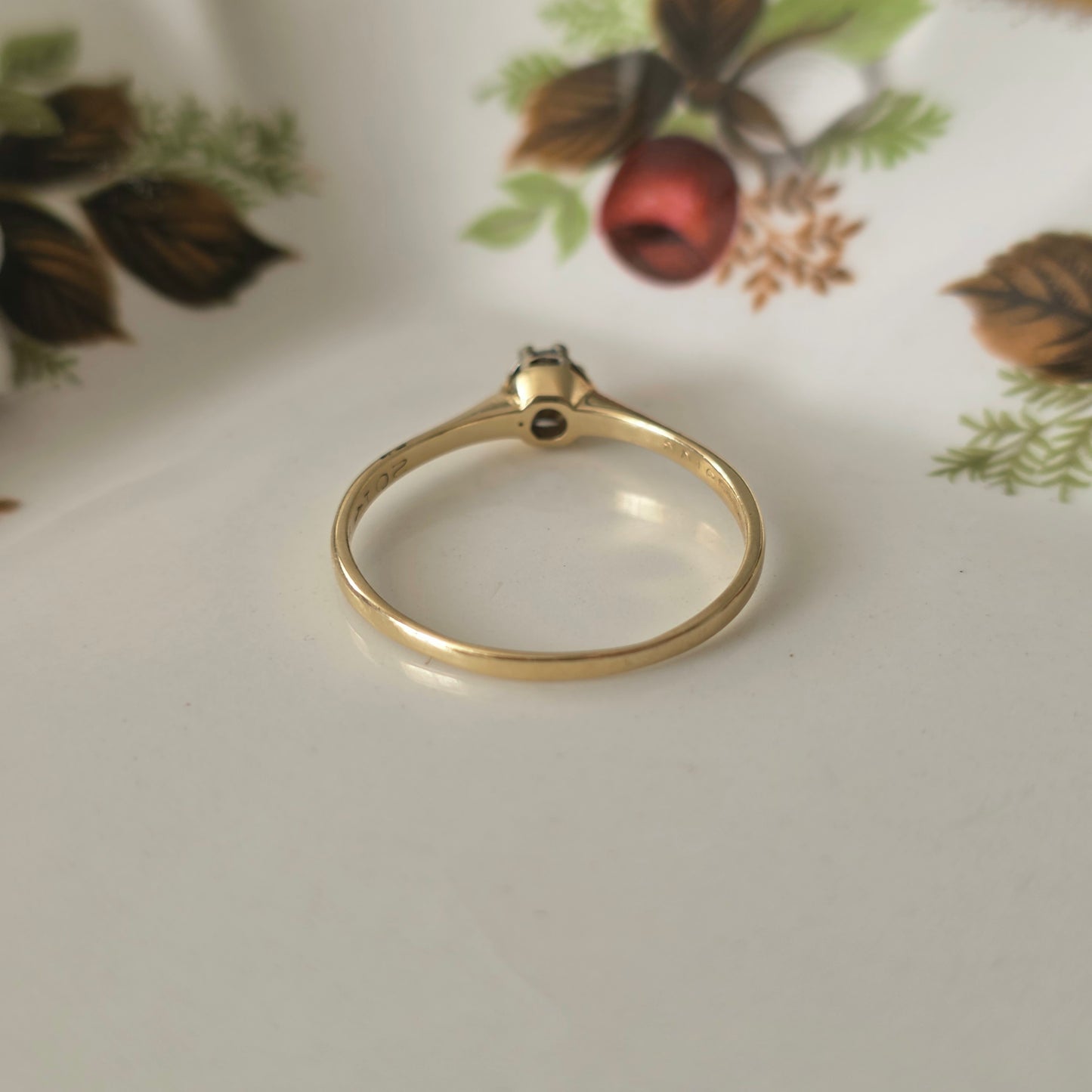 Vintage 14k gouden solitair verlovingsring diamant 0.1ct