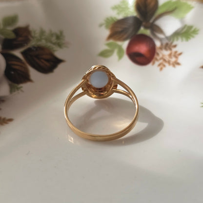 Vintage 18k ring met blauwe camee