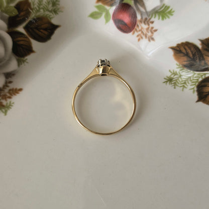 Vintage 14k gouden solitair verlovingsring diamant 0.1ct