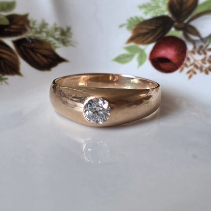 Antieke 14k gouden gypsy bombe ring old European cut diamant 0.4ct