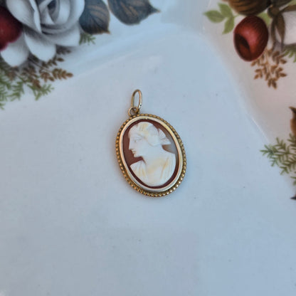 Vintage 14k gouden hanger camee
