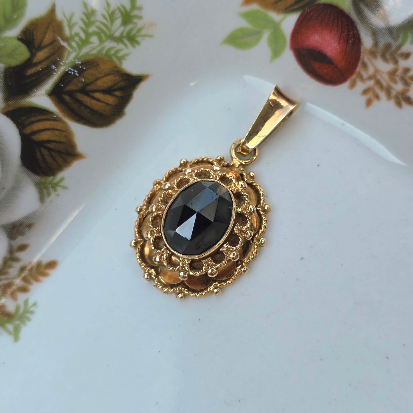 Vintage 14k gouden hanger granaat