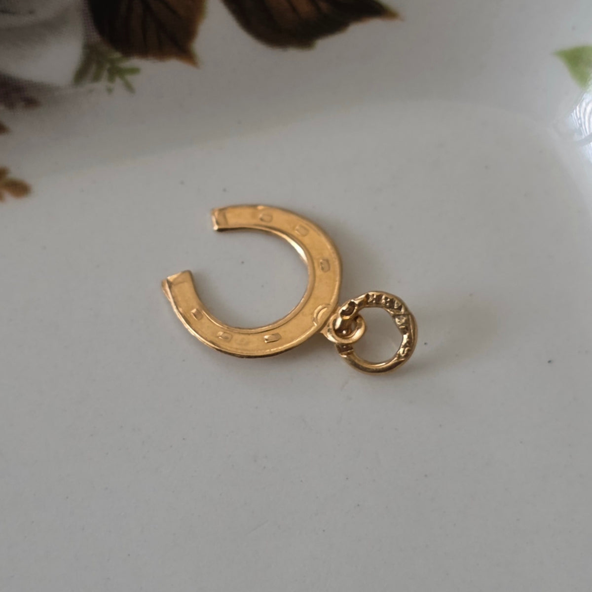 Vintage 18k gouden hanger lucky hoefijzer