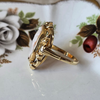 Vintage 14k gouden ring met camee