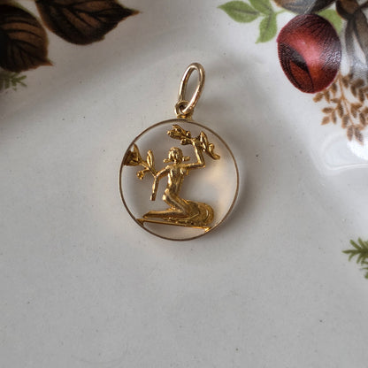 Vintage 14k gouden hanger sterrenbeeld maagd