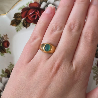 Vintage 18k gouden ring groene chrysopraas