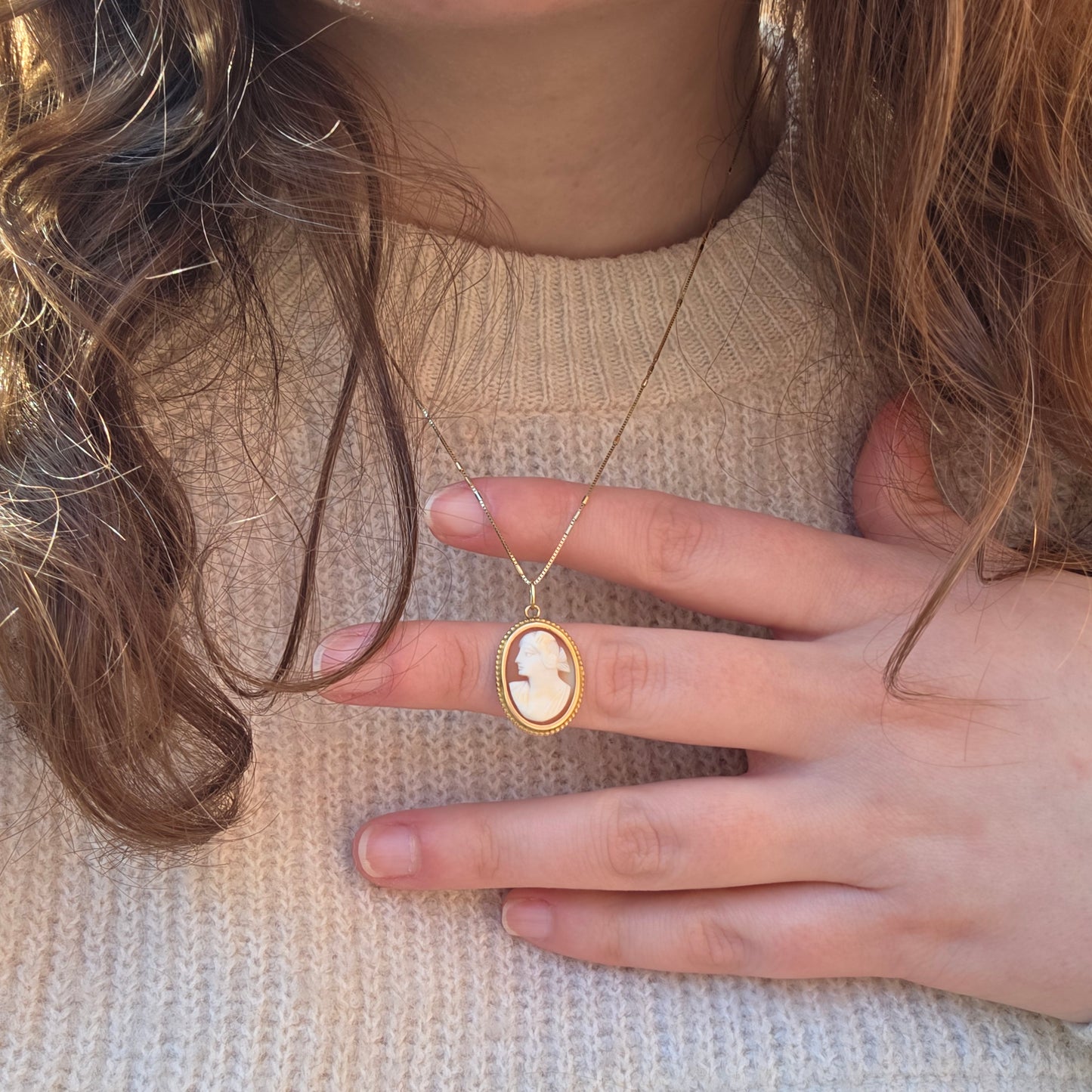 Vintage 14k gouden hanger camee