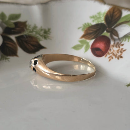 Antique 14k gold belcher ring with rose-cut diamond