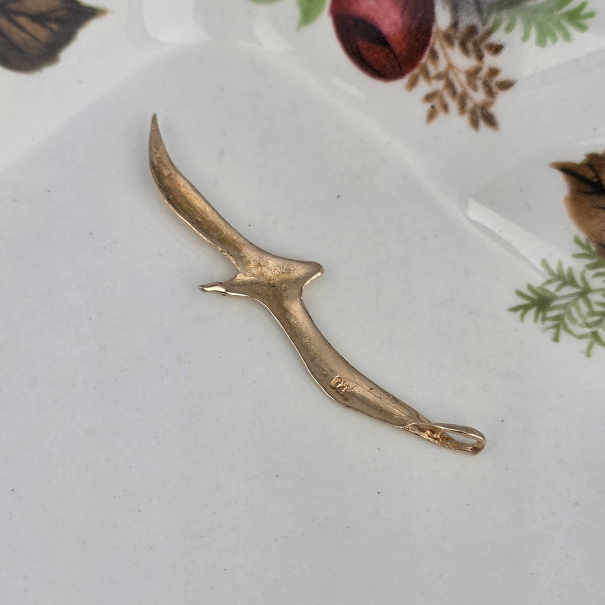 Vintage 14k gouden hanger vogel