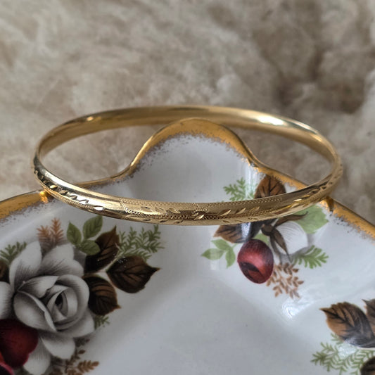 Vintage 18k gouden bangle armband met gravures