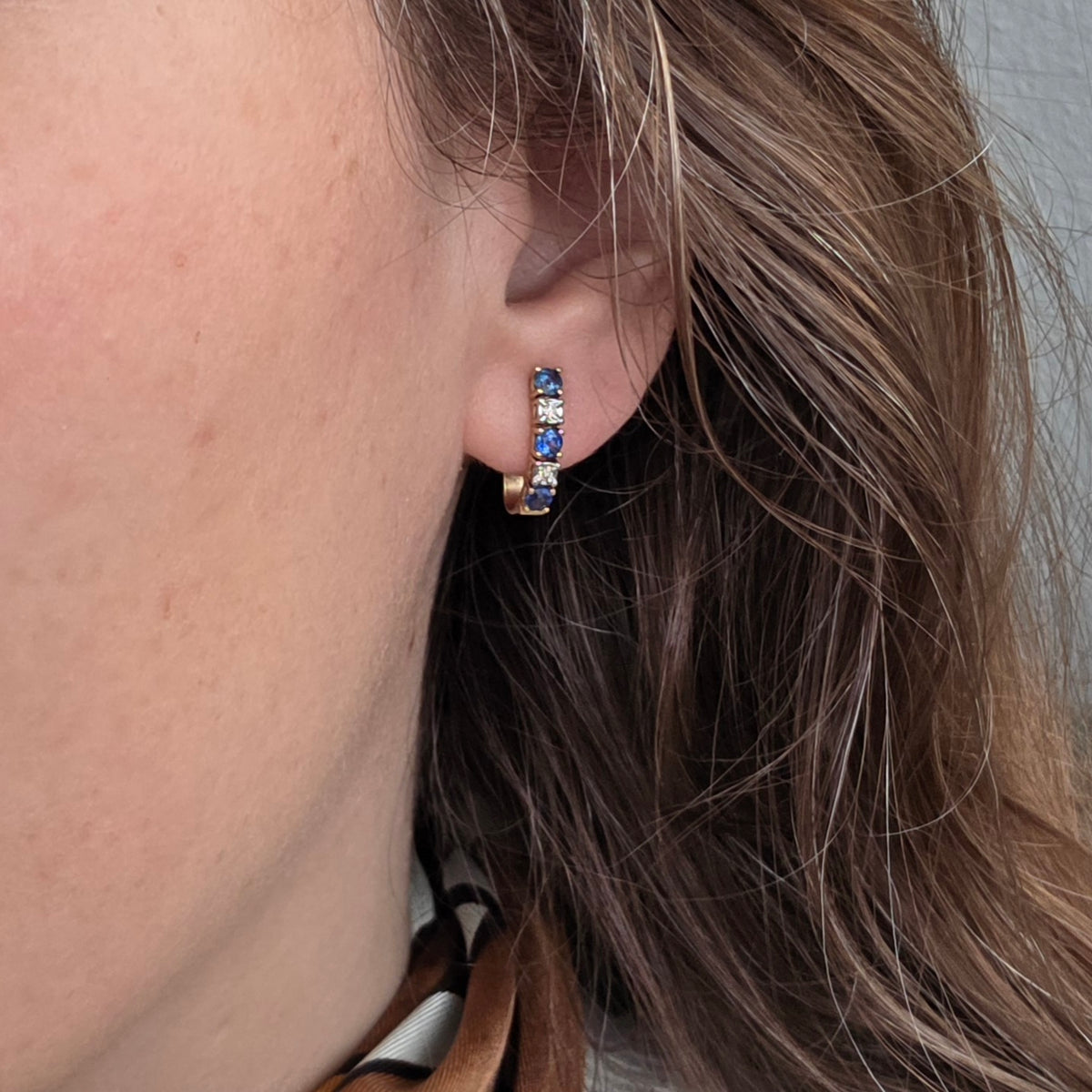 Vintage 14k gold diamond and sapphire stud earrings