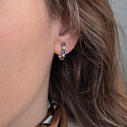 Vintage 14k gold diamond and sapphire stud earrings