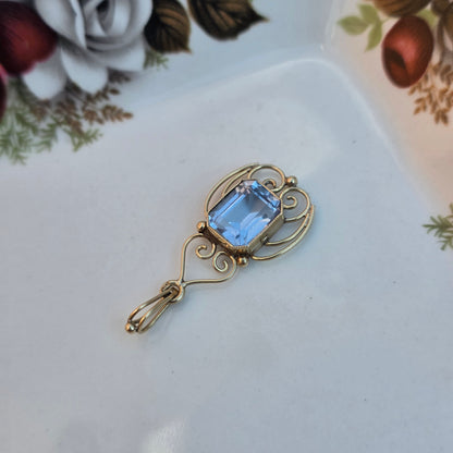 Vintage 14k gouden hanger topaas krul