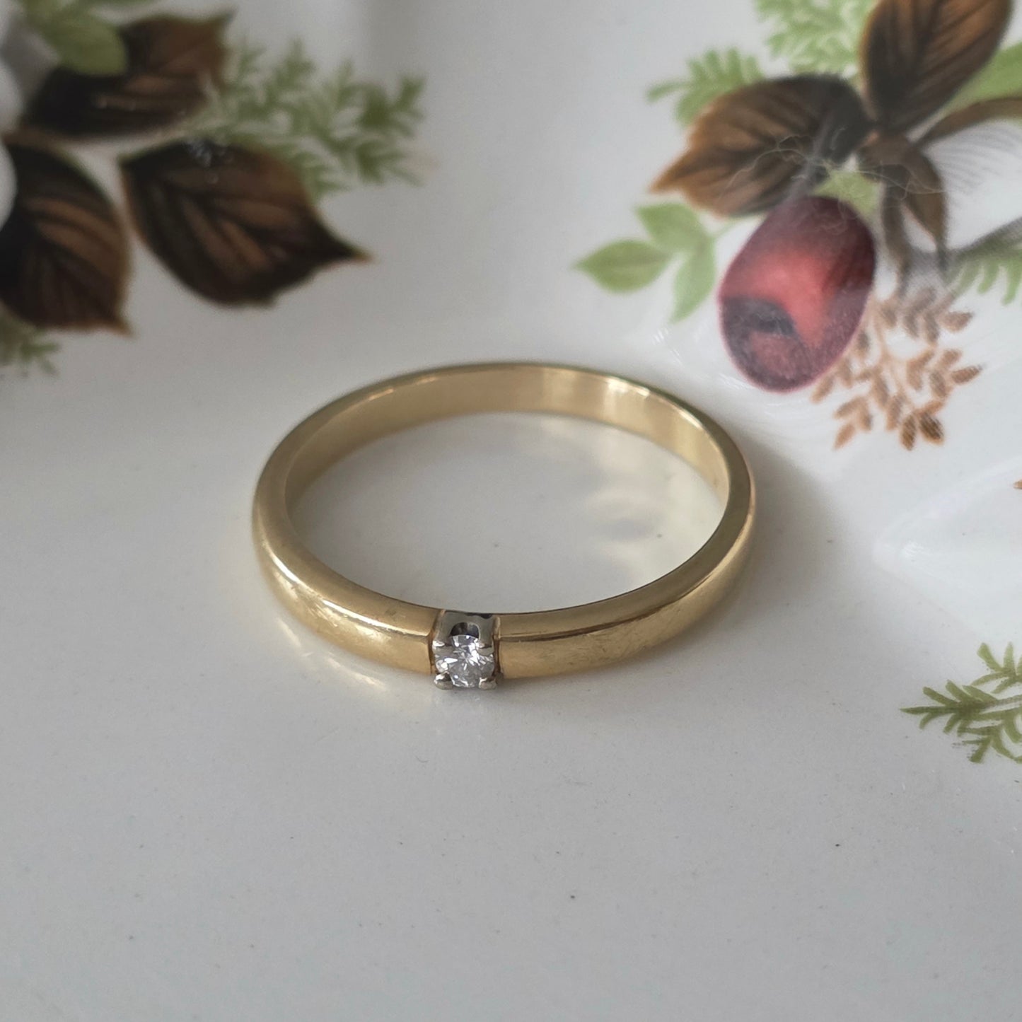 Vintage 14k gold solitair wedding ring diamond 0.05ct