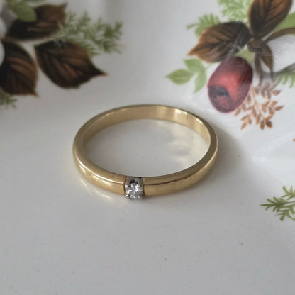 Vintage 14k gold solitair wedding ring diamond 0.05ct