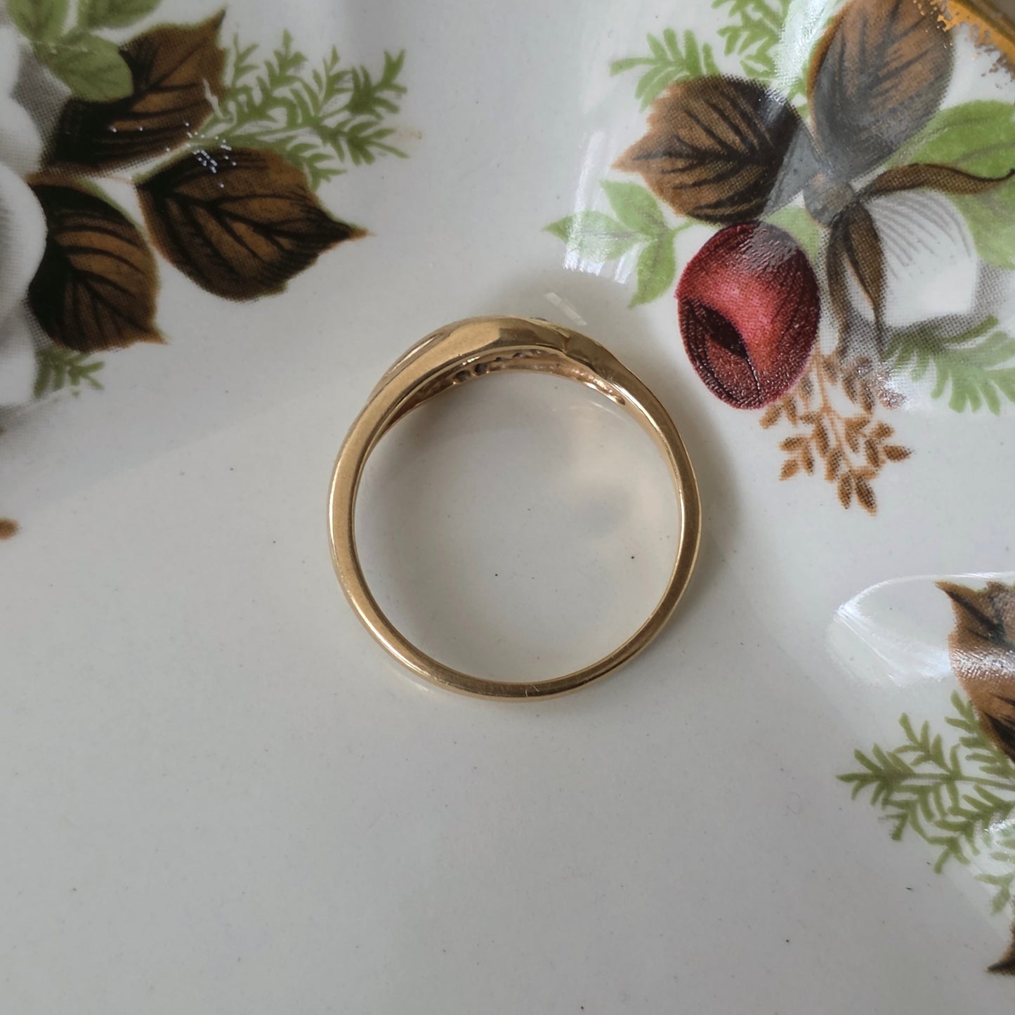 Vintage 14k gouden ring met diamantjes