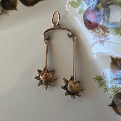 Antieke 14k gouden hanger sterren met roosdiamanten