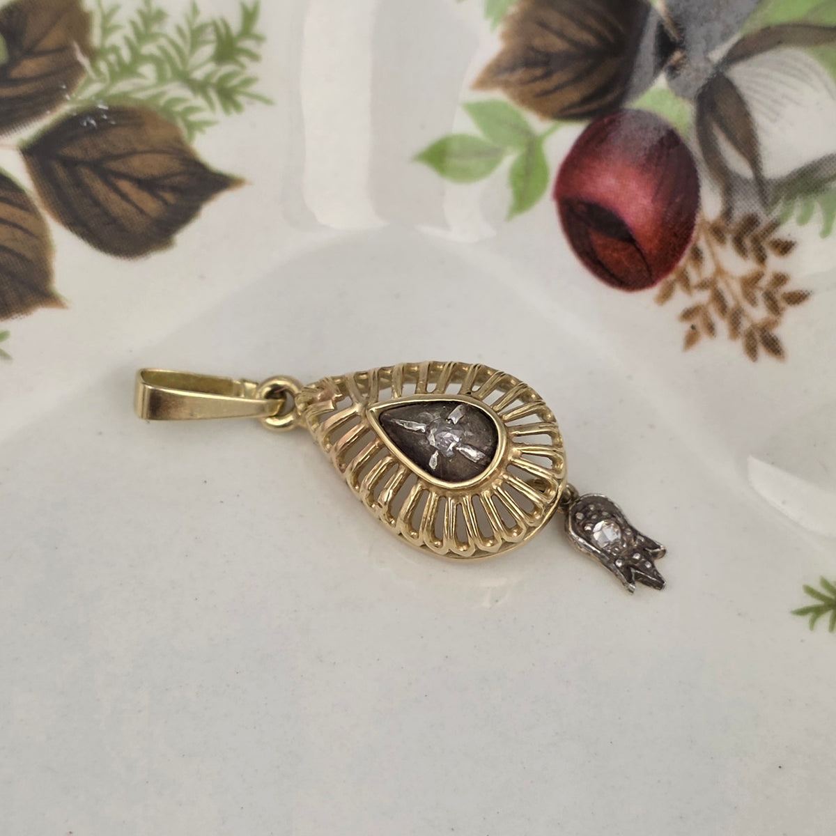 Antieke 14k gouden hanger roosdiamant