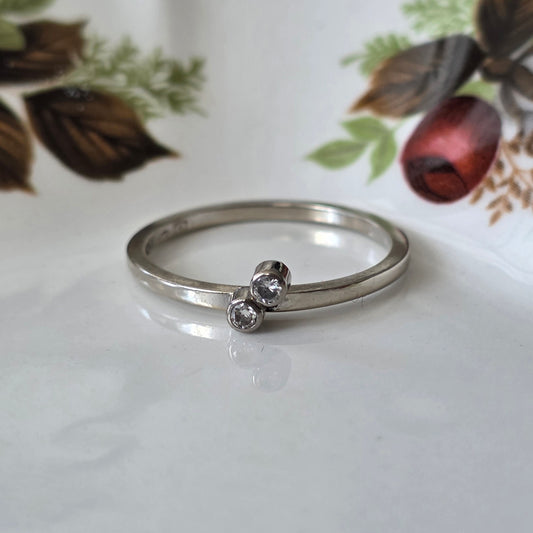 Vintage 14k witgouden ring met diamanten 0.04ct