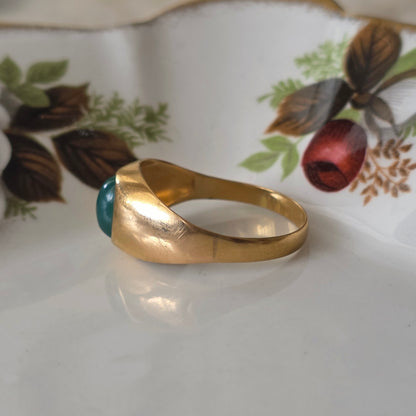 Vintage 18k gouden ring groene chrysopraas