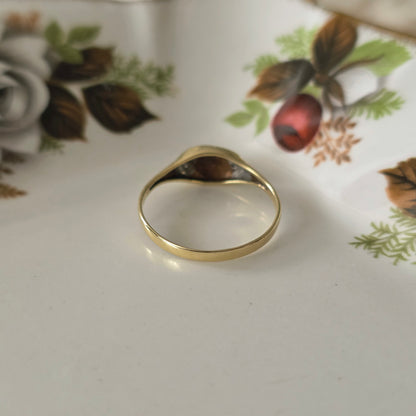Vintage 14k gouden zegelring diamant