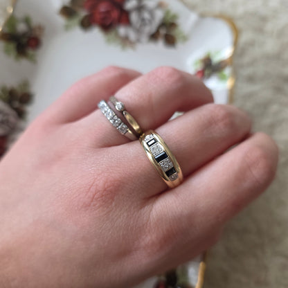 Vintage 14k witgouden verlovingsring met solitair diamant 0,06ct